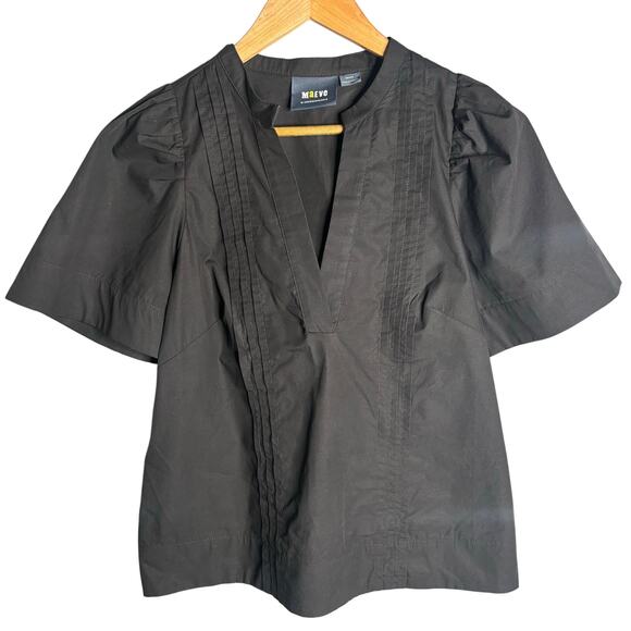 Anthropologie Maeve Poplin Pintuck Blouse Black Size M - Picture 5 of 7